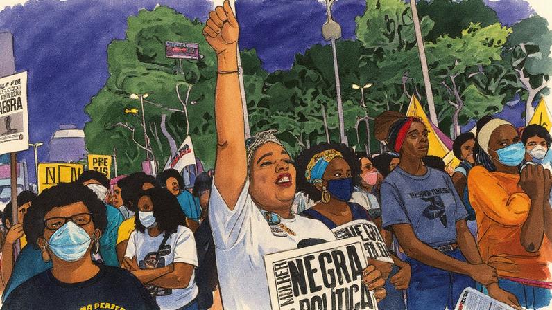 Manifestantes durante a Marcha das Mulheres Negras, em São Paulo, em 2022 (Foto: Bruno Santos - 25.jul.22/Folhapress)
