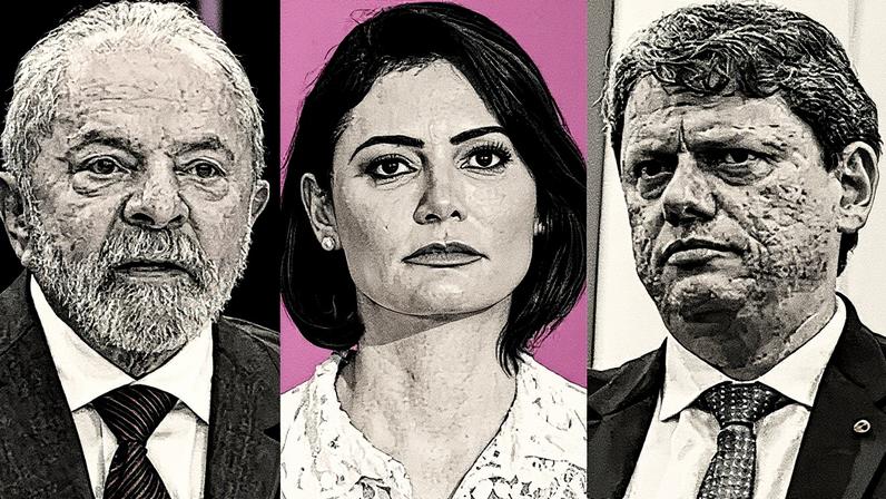 Lula, Michelle Bolsonaro e Tarcísio de Freitas (Foto: Colagem)