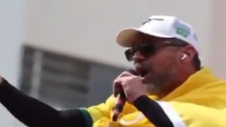 Pollon participou de manifestação bolsonarista no MS neste sábado, 3, e fez discurso inflamado. (Foto: @pollonms via Instagram)