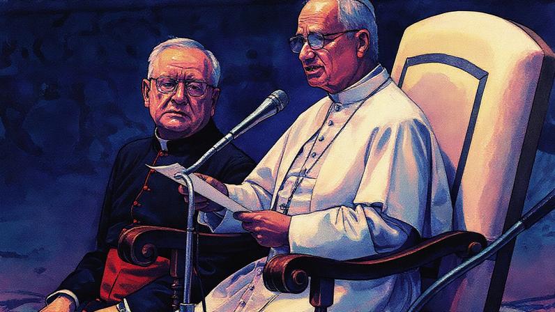 O Papa Leão XIV lê sua mensagem durante a audiência geral semanal no Vaticano, na quarta-feira, 27 de agosto de 2025. (Foto: AP Photo/Gregorio Borgia)