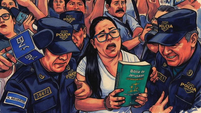 A advogada e ativista de direitos humanos salvadorenha Ruth López é escoltada pela polícia para uma audiência no centro judicial Isidro Menéndez, em San Salvador (Foto: Marvin Recinos - 4.jun.25/AFP)
