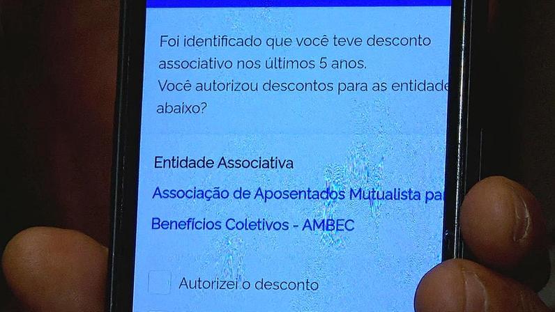 Aplicativo "Meu INSS" do aposentado que foi vítima de fraude no DF. (Foto: TV Globo/Reprodução)