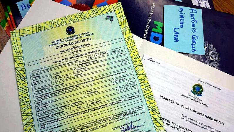 Certidão de óbito retificada de desaparecido político na ditadura militar (Foto: Ministério dos Direitos Humanos)