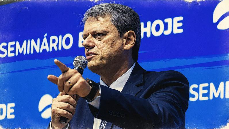 Governador Tarcísio de Freitas (Republicanos) durante evento em São Paulo (Foto: Eduardo Knapp/Folhapress)