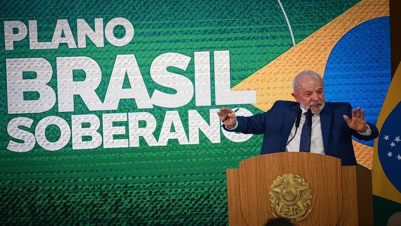 O presidente Lula em evento de anúncio de MP contra tarifaço de Trump (Foto: Cristiano Mariz/Agência O Globo)