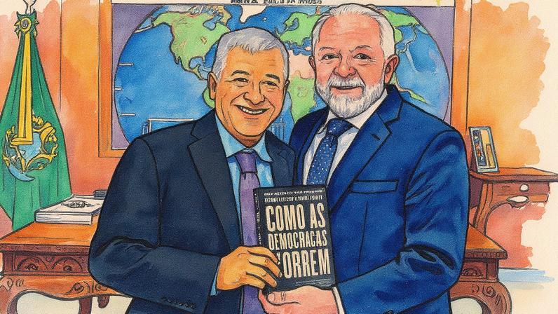 Steven Levitsky e Lula no Palácio do Planalto (Foto: Divulgação/Ricardo Stuckert)