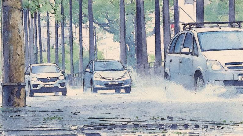 Chuva causou alagamentos em Porto Alegre já na sexta-feira (22) (Foto: Reprodução/RBS TV)