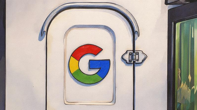 O logotipo do Google pode ser visto em uma pequena porta na festa de guarda do estábulo. (Foto: Jens Kalaene/dpa)