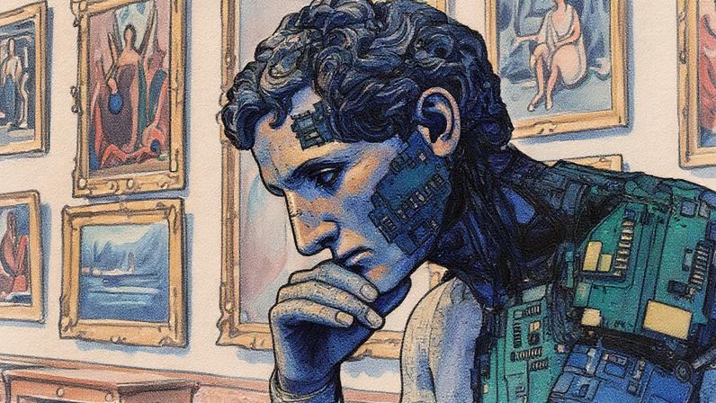 Estudo mostra que sistemas de inteligência artificial conseguem gerar imagens e músicas convincentes, tornando difícil distinguir o que é humano ou sintético (Foto: Alvaro Leme/Midjourney/Reprodução)