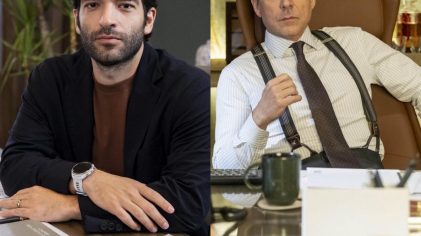 Afonso (Humberto Carrão) descobre crime de Marco Aurélio (Alexandre Nero) — Foto: Globo/Fábio Rocha e Globo/Léo Rosário