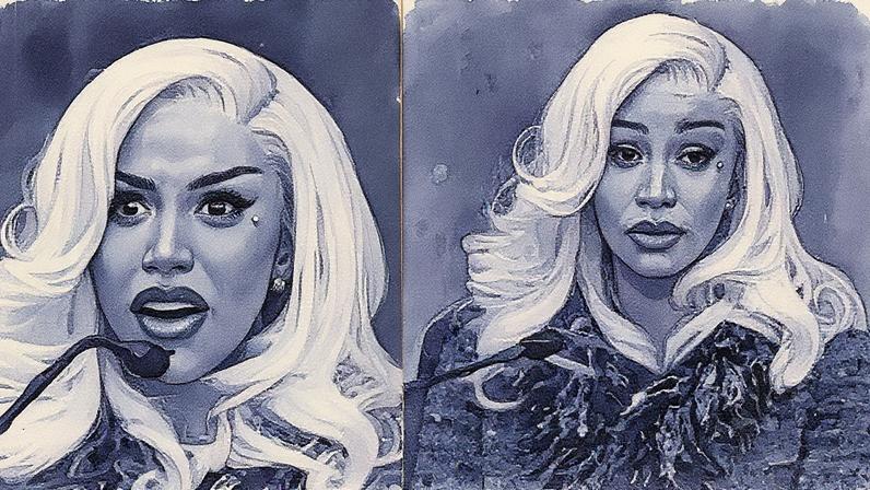 Cardi B troca de peruca durante audiência judicial, surpreendendo seu advogado (Foto: Reprodução)