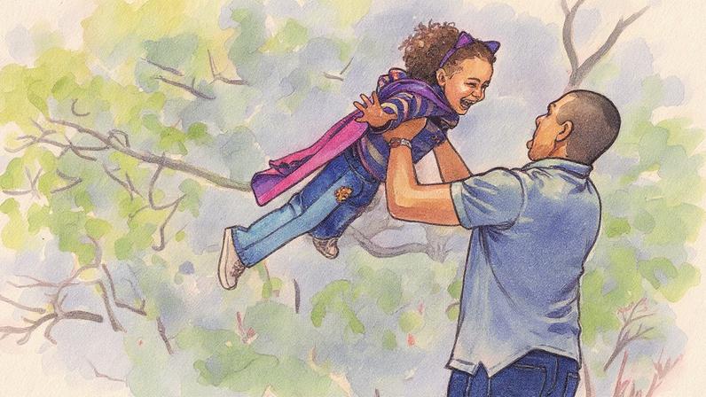 Pai brinca de super-herói com uma criança (Foto: Getty Images)