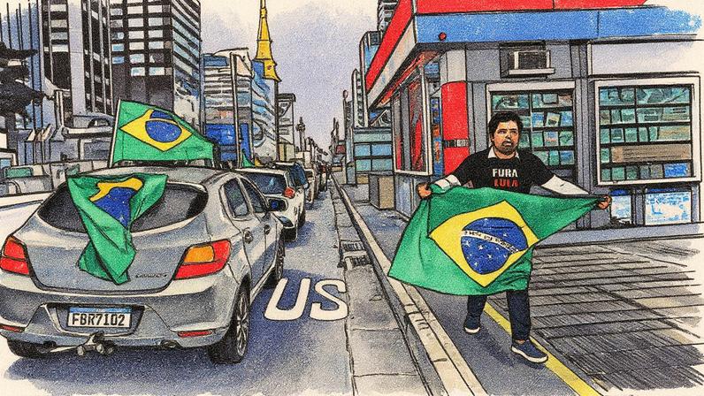 Motocarreata a favor de Bolsonaro em frente ao Masp, na avenida Paulista (Foto: Rafaela Araújo - 5.ago.25/Folhapress)