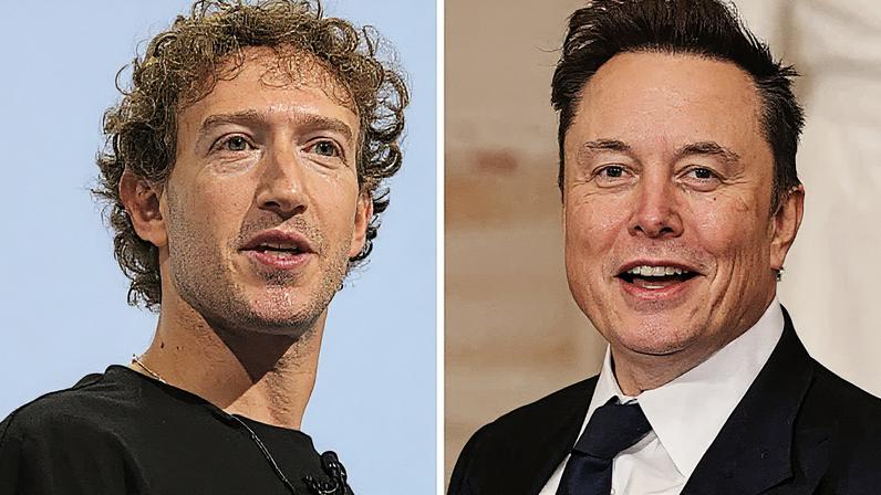 Mark Zuckerberg, CEO da Meta, e Elon Musk, CEO da Tesla e SpaceX (Foto: Manuel Orbegozo | Chip Somodevilla | Reuters)