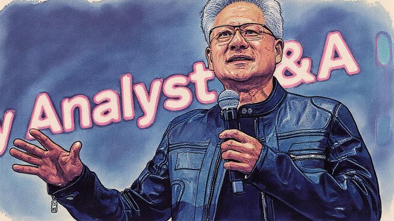 Jensen Huang, cofundador e CEO da Nvidia Corp., fala durante uma coletiva de imprensa em Taipei em 21 de maio de 2025. (Foto: I-hwa Cheng | Afp | Getty Images)