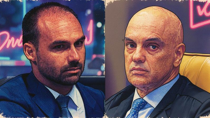 Eduardo Bolsonaro, deputado federal (PL/SP): vai ter de conhecer os meandros do mercado financeiro na guerra aberta contra o ministro do STF Alexandre de Moraes (Foto: Jane de Araújo/Agência Senado/Andressa Anholete/STF/Divulgação)