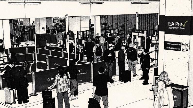 Passageiros aguardam na fila para a checagem de segurança no aeroporto de Newark, em Nova Jersey (Foto: Reprodução)
