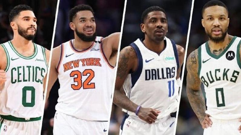 Damian Lillard é o jogador com mais jogos na carreira sem nunca começar do banco de reservas (Foto: James Gilbert/Getty Images) Tatum, Towns, Irving e Lillard: o clube dos 100% titulares (Foto: Getty Images)