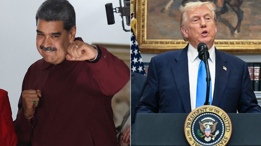 Montagem com os presidentes da Venezuela (E), Nicolás Maduro, e dos EUA, Donald Trump (Foto: Pedro MATTEY / AFP e Jim WATSON / AFP)