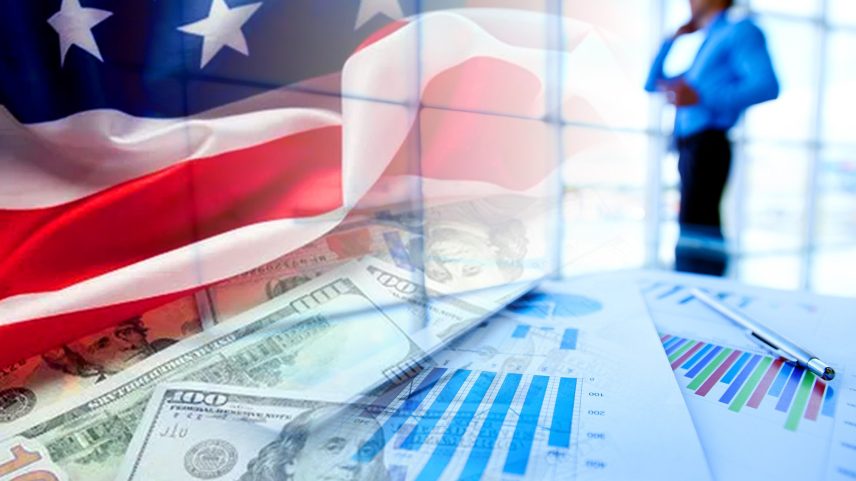 Bandeira dos EUA e empresário (economia, dinheiro, negócios, finanças, crise, sucesso, desvalorização, inflação) (Foto: Javier Ghersi/Getty Images)