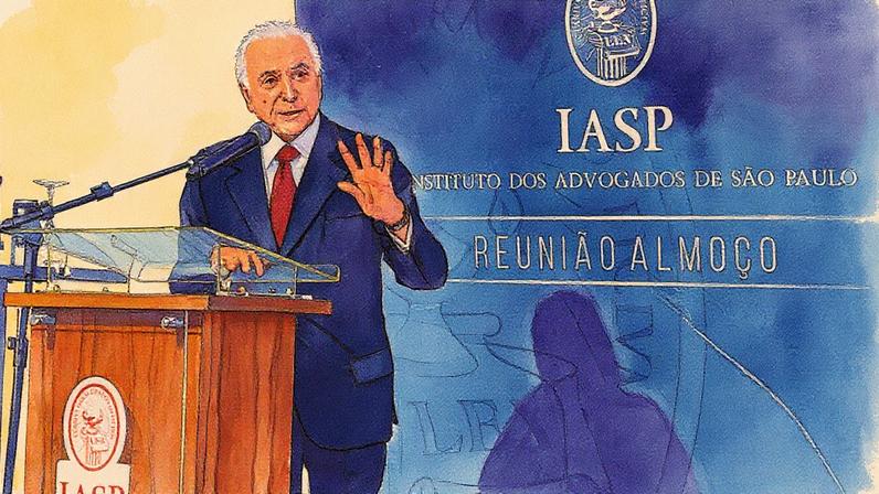 O ex-presidente da República, Michel Temer, em evento do Instituto dos Advogados de São Paulo nesta segunda-feira, 18 (Foto: Felipe Lambe/IASP/Divulgação)