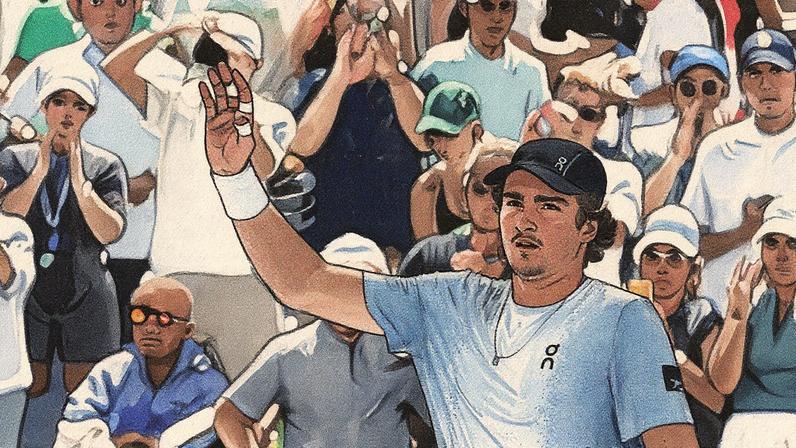 João Fonseca passou mal, mas conseguiu recuperar-se e confirmar a vitória na sua estreia no US Open. (Foto: Al Bello/AFP)
