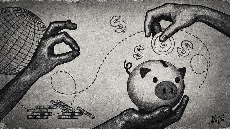Colagem moderna em meio-tom. Conceito de finanças, poupança, negócios, serviços bancários e vendas. Ilustração para banner web, banner para redes sociais e apresentação de negócios. Ilustração vetorial. (Foto: Natalya Kosarevich/Getty Images)