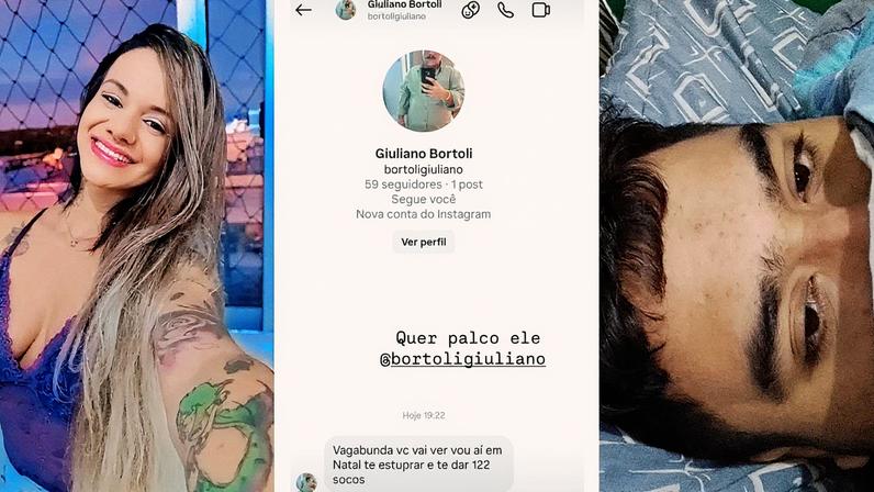 Juliana Santos expõe ameaça que recebeu nas redes sociais após ter sido espancada pelo namorado com 61 socos (Foto: Redes sociais/Reprodução)