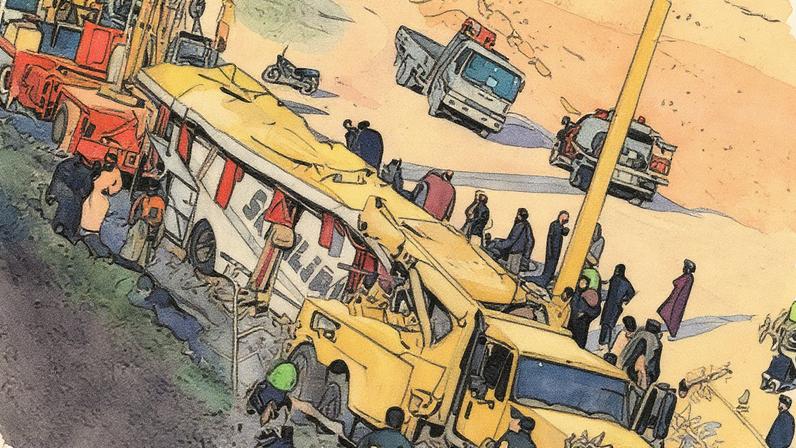 Ônibus despenca de barranco no Afeganistão (Foto: Reprodução/X)