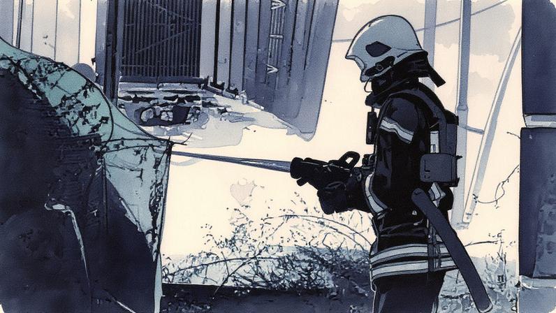 Bombeiro combate incêndio em Sumi, região atingida por ataque russo (Foto: Serviço Estatal de Emergência da Ucrânia/Reuters)