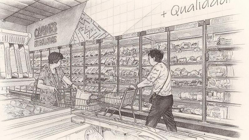 Clientes fazem compras em setor de carnes de supermercado em São Paulo (Foto: Adriano Vizoni - 24.set.24/Folhapress)