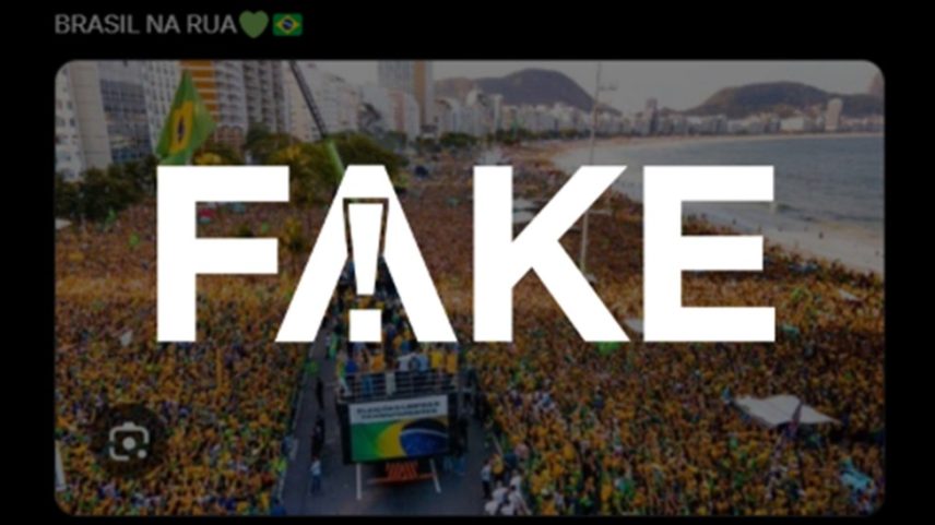 É #FAKE que foto de multidão na praia de Copacabana seja ato a favor de Bolsonaro no domingo; imagem é de 2022 (Foto: Reprodução)