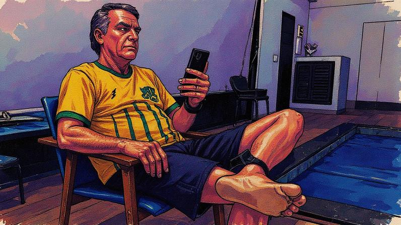 Bolsonaro em sua casa, onde cumpre prisão domiciliar (Foto: Reprodução/Instagram)