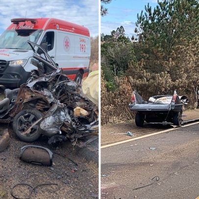 Jovens morrem após picape se partir ao meio em acidente na serra do Paraná