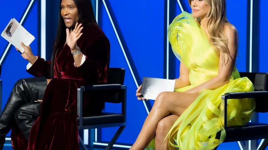 Law Roach e Heidi Klum no painel da décima primeira temporada de 'Project Runway' (Foto: Divulgação)