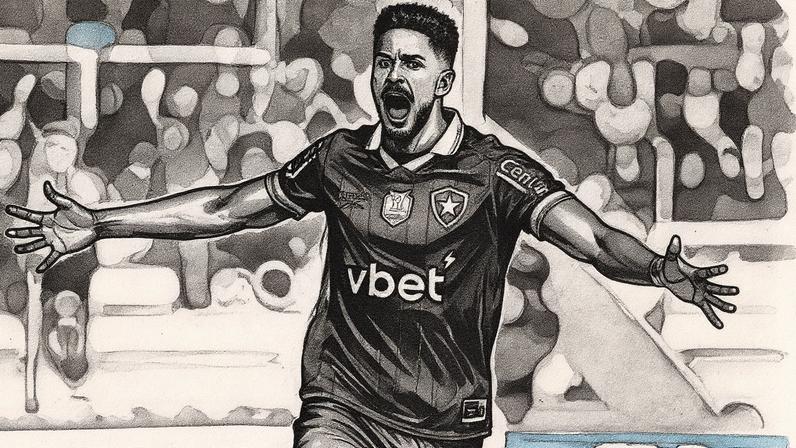 Chris Ramos comemora um dos dois gols que marcou pelo Botafogo contra o Juventude (Foto: Vítor Silva / Botafogo)