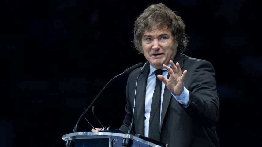 Javier Milei, em Madrid, no dia 8 de junho de 2025. (Foto: Marcos del Mazo (LightRocket via Getty Images))