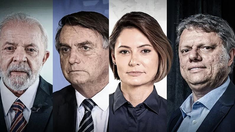 Lula, Bolsonaro, Michelle e Tarcísio: Paraná Pesquisas mostra cenário de empate técnico em disputas de segundo turno (Foto: Ricardo Stuckert/Facebook/Reprodução/AEN/Leandro Fonseca/Exame)