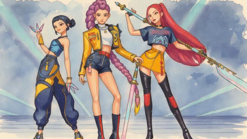 A trilha sonora de 'KPop Demon Hunters' já conta com três hits no top 10 da Hot 100 e pode em breve adicionar um quarto. (Foto: Reprodução)