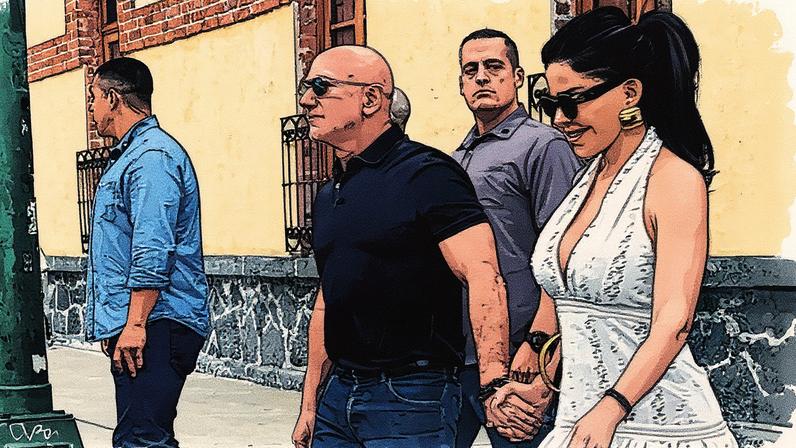 Jeff Bezos e Lauren Sánchez durante visita a Ciudad de México em 28 de agosto de 2025 (Foto: Reprodução)