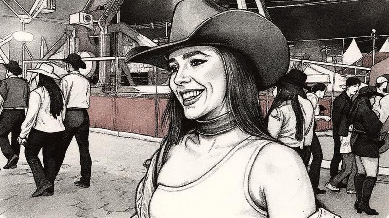 Petria Leite apostou no jeans e no brilho para curtir a Festa do Peão de Barretos (Foto: g1 Ribeirão Preto e Franca)