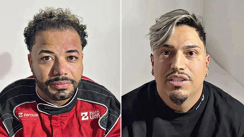 Influenciador Hytalo Santos preso na sexta-feira (15), em Cotia, na Grande São Paulo. À direita, está o marido de Hytalo, Israel Natan Vicente, que também foi preso (Foto: Reprodução/Polícia Civil)