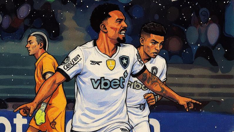 Vitinho marca um gol durante a partida entre Botafogo e Carabobo (Foto: Reprodução)