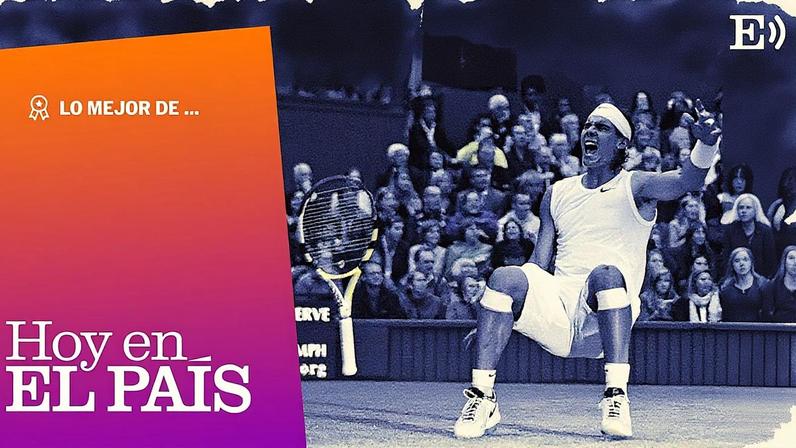 Reação de Rafa Nadal ao ganhar a final de Wimbledon, ante o suíço Roger Federer, no dia 6 de julho de 2008. (Foto: BIG PICTURES)
