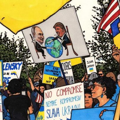 Protestos e esperança marcam manifestação com gigantesca bandeira nacional