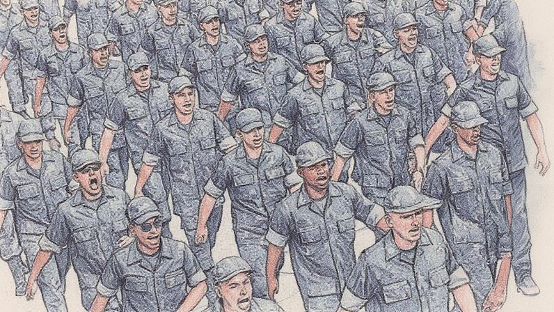 Tropas militares em forma na sede do Corpo de Fuzileiros Navais, da Marinha do Brasil. (Foto: Fernando Frazão/Agência Brasil)