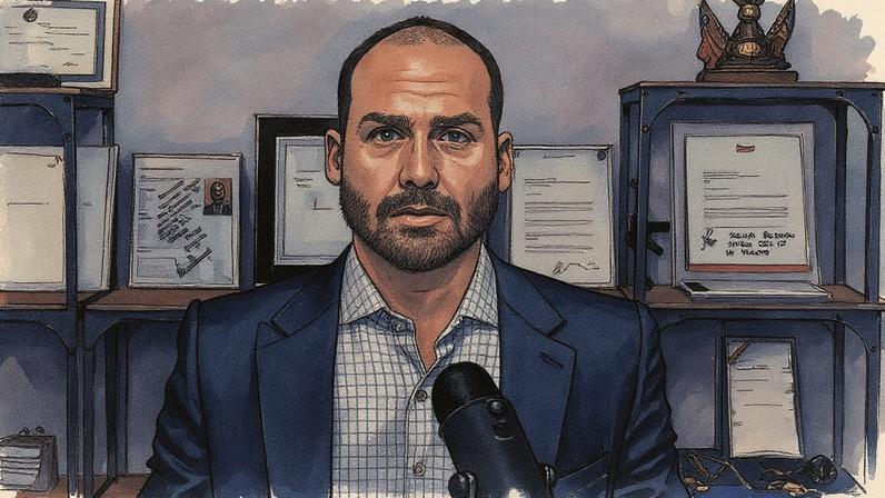 Eduardo Bolsonaro em entrevista ao programa Oeste com Elas nesta sexta-feira (Foto: Reprodução/Redes sociais)
