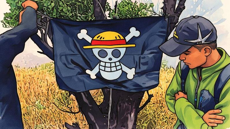 Internautas erguem a bandeira dos Piratas do Chapéu de Palha na Indonésia (Foto: Reprodução)
