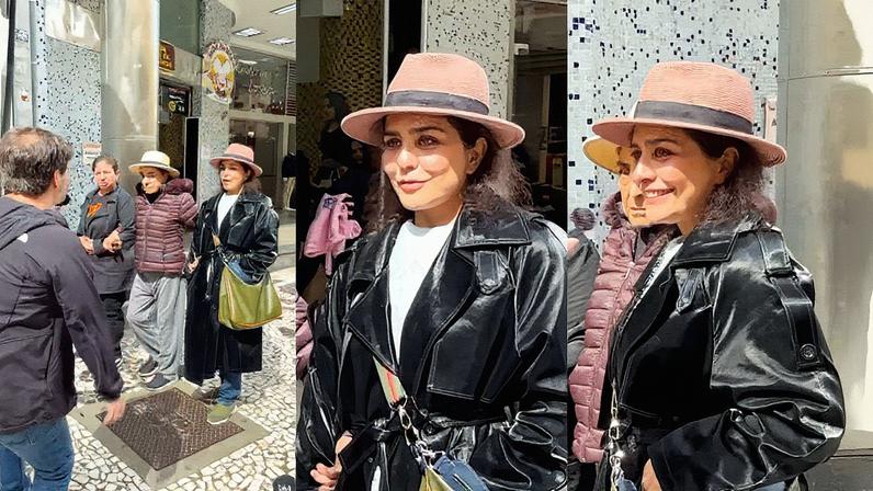 Leticia Sabatella é abordada por um influenciador na rua (Foto: Reprodução)