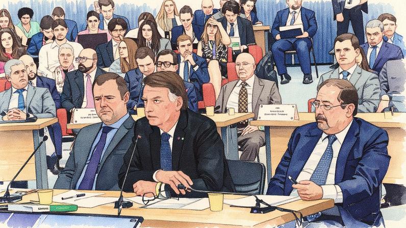 O ex-presidente Jair Bolsonaro presta depoimento no STF (Foto: Fellipe Sampaio/STF)
